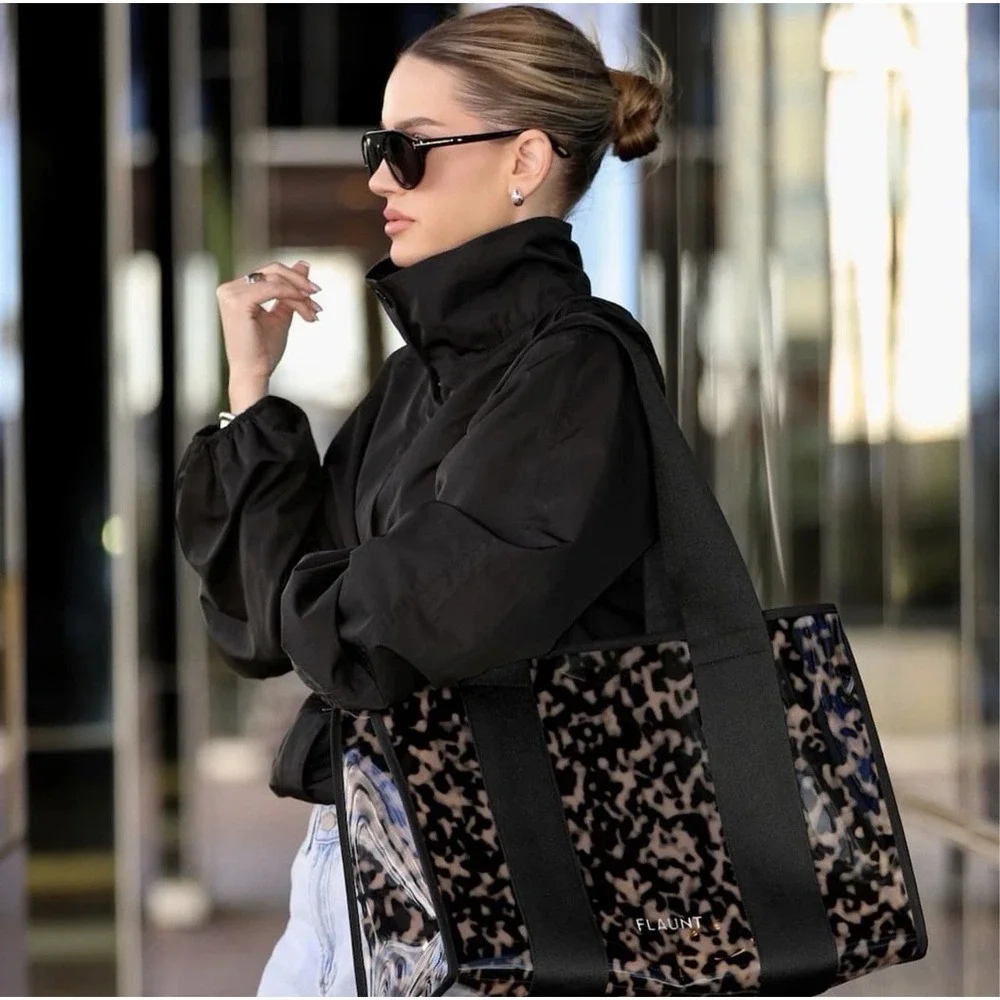 Flaunt Blonde Tortoise Everyday Tote Bag With Inner Pouch New With Tags